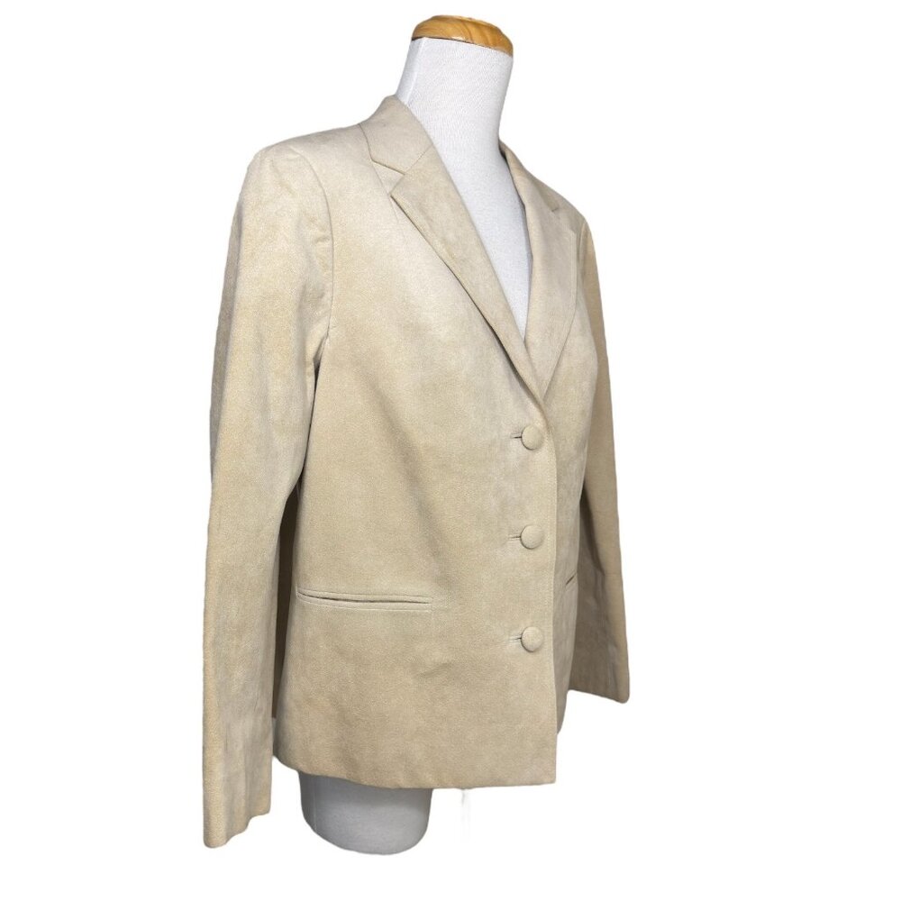 Hand Tailored Vintage Beige Suede Blazer Jacket By Chinese Custom Tailor - Picture 3 of 7
